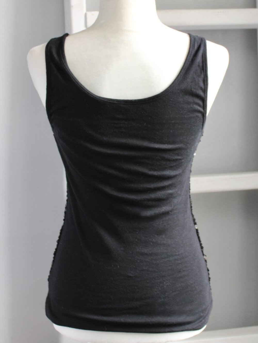 Old Navy Vintage Y2K Black Sequin Sparkle Tank Top Women's Size Medium - Picture 3 of 7